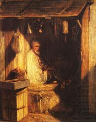 Alexandre Gabriel Decamps Turkish Merchant smoring in His shop china oil painting image